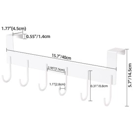 UDENIS Over The Door Towel Rack, Over The Door Hooks,Heavy Duty Metal Over The Door Hanger, Door Hooks for Hanging Coat, Towel, Bag, Robe - 6 Hooks(Matte White 2Pcs)