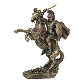UNICORN STUDIO Bronzed Finish Alexander The Great on Horseback Statue