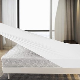 Family Bedding White Fitted Sheet Single | Toddler Bed Sheet Fitted Jersey | Bedspreads Single Size 4 Way Stretch White Sheet | Breathable Bed Sheet. (Single (100x200cm) White)