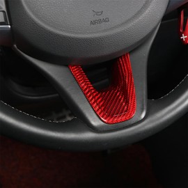 Compatible with Genesis G70 2019-2025 Accessories, Real Carbon Fiber Car Steering Wheel Lower Trim Cover - Lightweight, Scratch-Resistant, Quick DIY Fit, Luxury Interior Upgrade Accessory (Red)