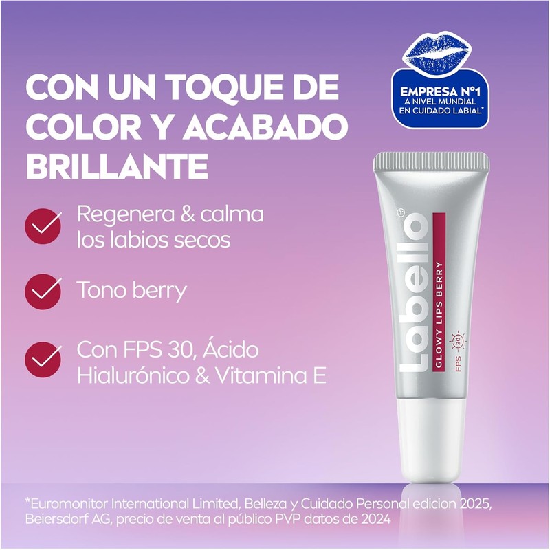 LABELLO Bálsamo Labial Glowy Lips Berry + FPS 30