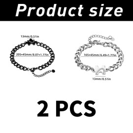 Set of 2 Partner Bracelets, Partner Gifts, Couple Bracelets, Couple Gifts, Adjustable Partner Bracelets, Boyfriend Gift, Bracelet with Puzzle, Adjustable Curb Chain for Boyfriend, Husband, Stainless