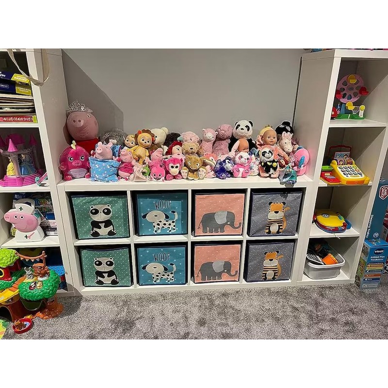 Set of 4 Animal Design Storage Boxes Foldable Toy Chest