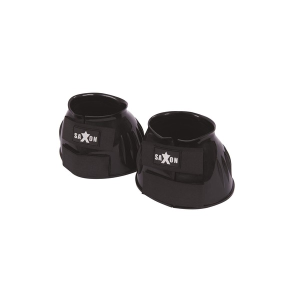 Saxon. Double Tape PVC Ribbed Bell Boots Black Full