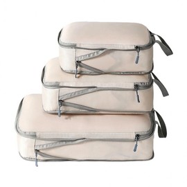 [BN] Travel double zipper neat compressed pouch, 3-piece set, 7-piece set 1035216 7 types beige