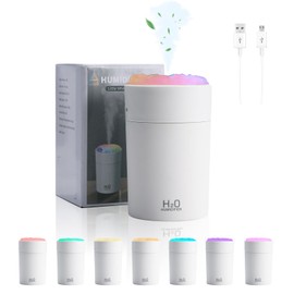220ML Humidifiers For Bedroom, Portable Humidifier With LED Colorful Gradient Light,Cotton Stick And USB Data Cable. Humidifier Large Room For Travel, Office, Bedroom, Baby Room, Plants, Home,Car