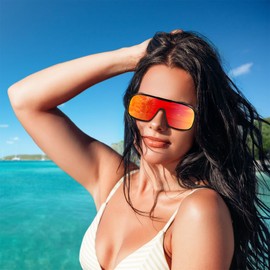 FEISEDY Fashion Polarized Sunglasses Oversized One Piece Reflective Lens Sports Sun Glasses B0122