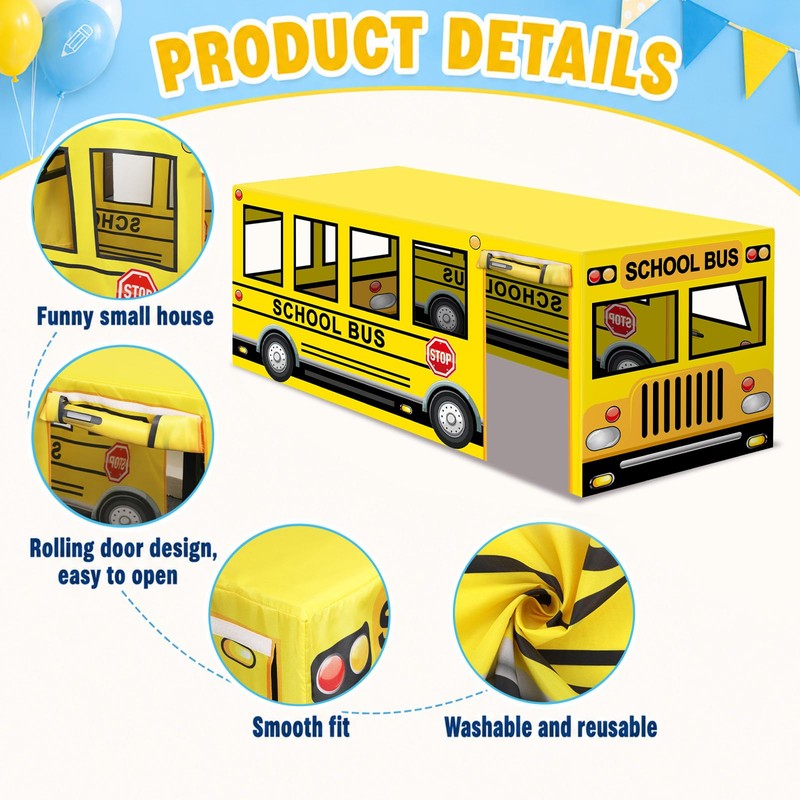 6ft School Bus Birthday Party Playhouse Tablecloth Large Bus Themed