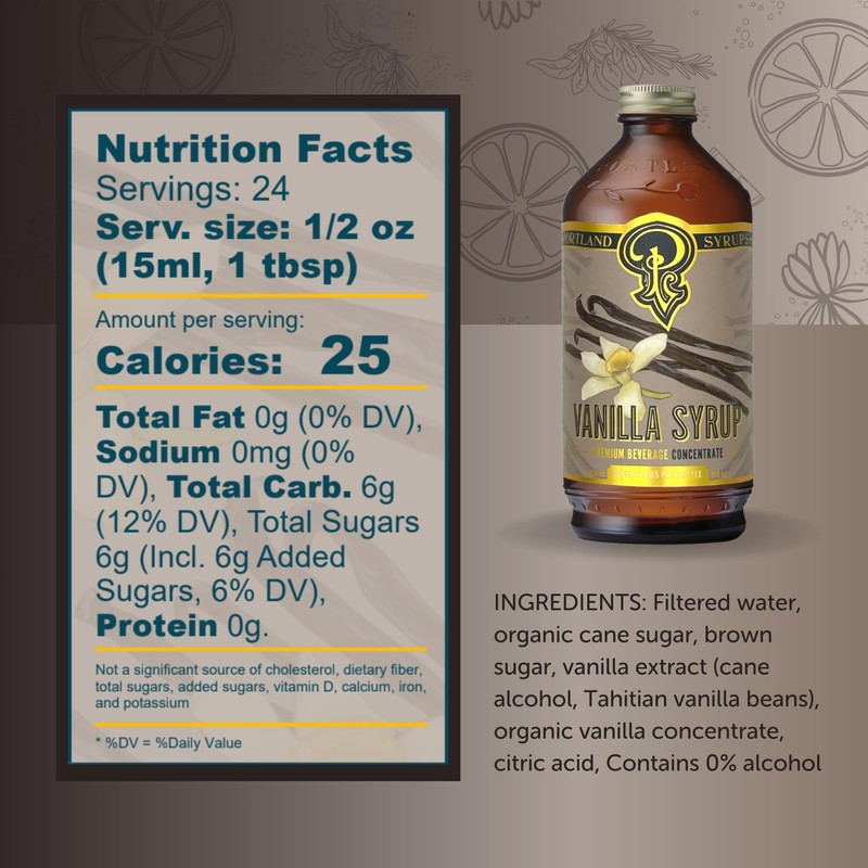 Portland Syrups Vanilla Syrup – Flavoring for Coffee, Lattes, Cold