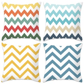 Betadistor Cushion Cover Pillow Case Set of 4 Wave Patterns Home Decorating Protectors for Garden Tent Park Bed Sofa Chair Bedroom Decorative Pack of 4 45x45cm, Wave, 510-0189