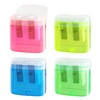 Cretty-Meet 4 PCS Handheld Pencil Sharpeners with Lid, Multicolor Dual