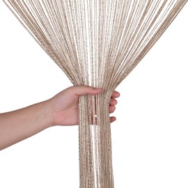 WedDecor Champagne String Curtains Glitter Fringe Panel Fly Screen Room Divider Tassel Curtain for Doors, Doorway, Windows, Home Décor, Event Decoration, (90cm x 200cm)