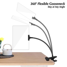 TOBEOME 5x Magnifying Glass with Clip, 6 x 3.5 Magnifying Glass with Clamp, Adjustable Flexible Gooseneck, Clip Magnifier