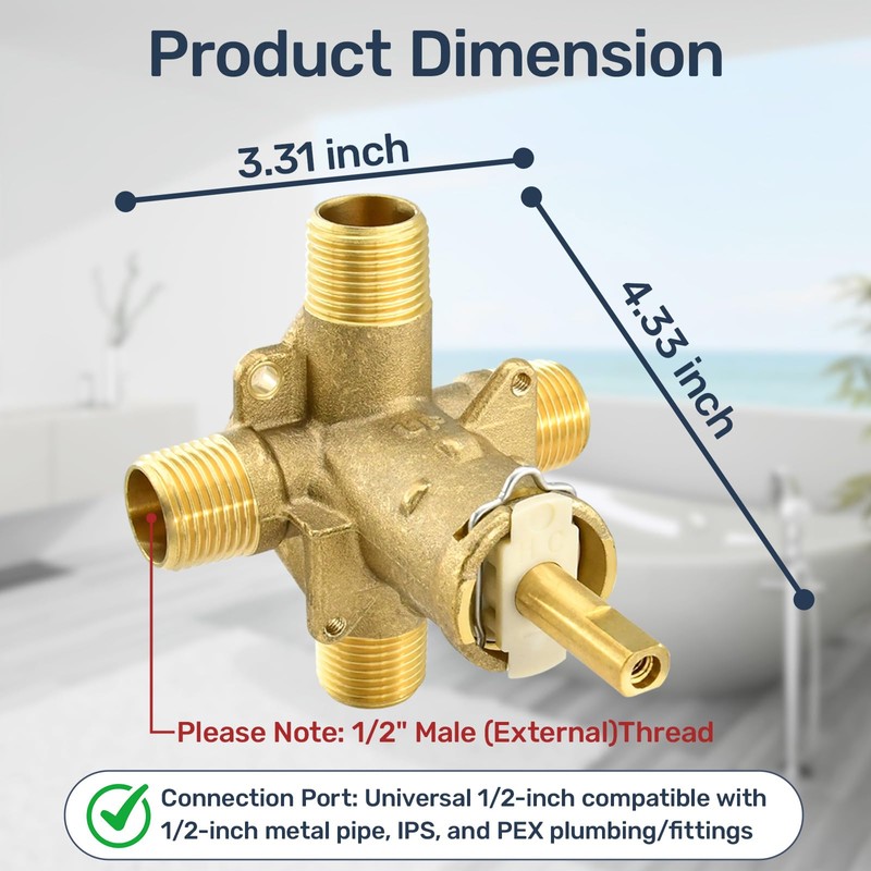 2510 Shower Valve Replacement for Moen Posi Temp Valve, 4-Port