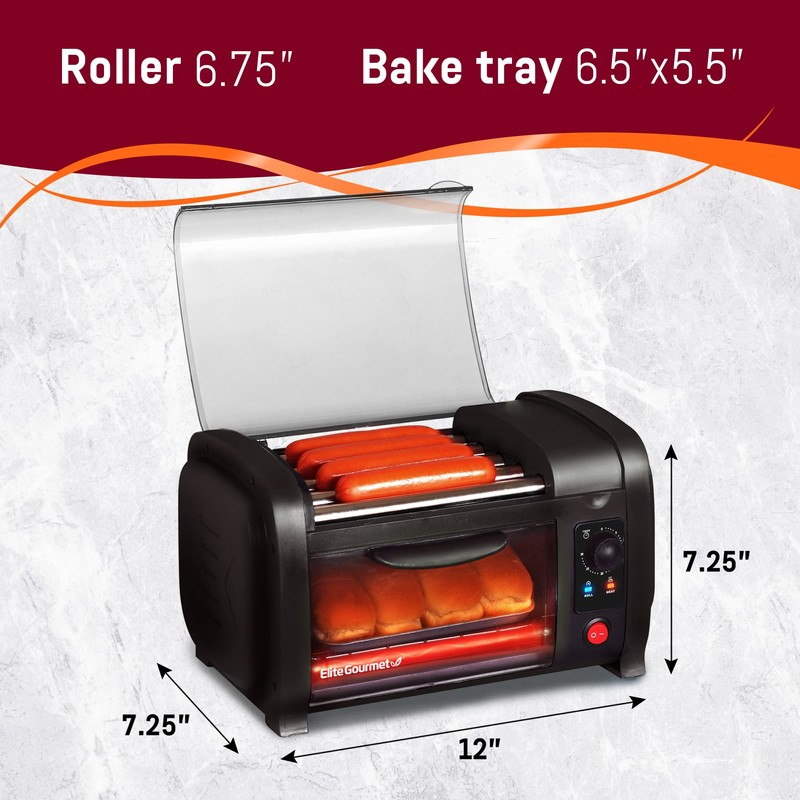 Elite Gourmet EHD-051BX Hot Dog Toaster Oven, 30-Min Timer, Stainless