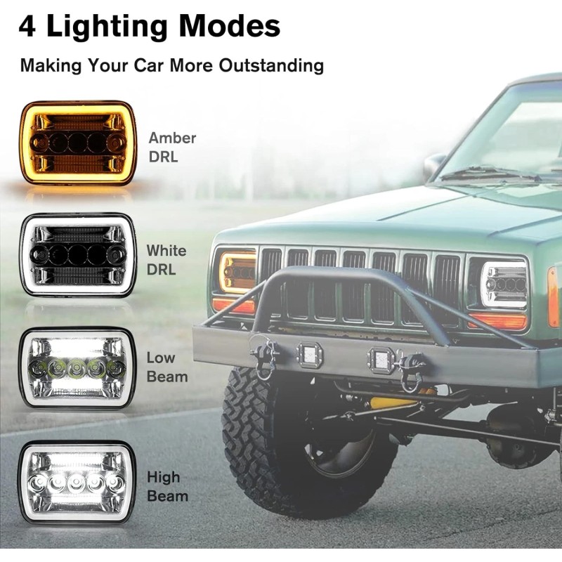 Unbranded Pair 5x7 7x6" LED Headlights High/Low Beam For Dodge