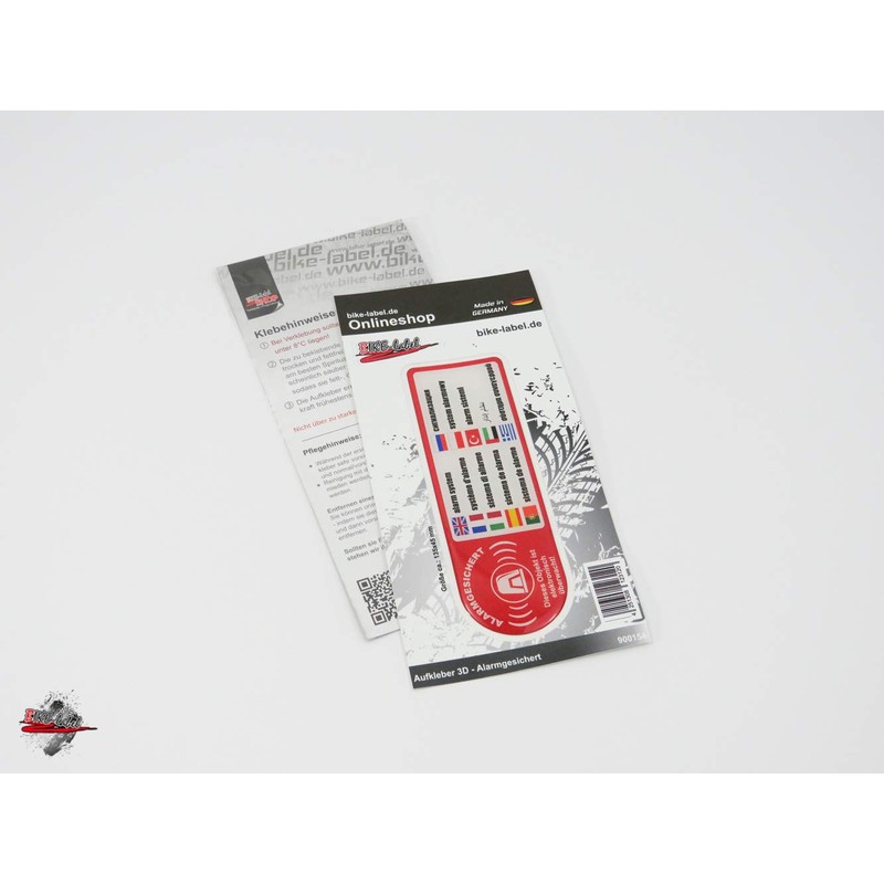 BIKE-label Sticker 3D Alarm Secured Object Monitored 45 x 135