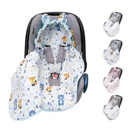 Mikos Swaddling Blanket Baby Seat Autumn Winter with Hood for Newborns for Child Seat Pram Car Seat e.g. for Maxi-Cosi, 3-Point Harness, Swaddling Bag for Babies, Child Car Seat (51
