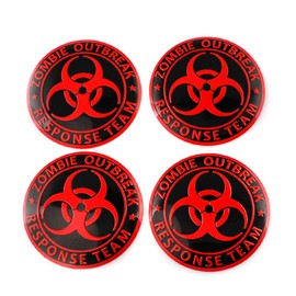 XDG Set of 4 Sticker Wheel Hub Caps Centre Cover for Zombie Outbreak Response Team Emblem Circular arc Form 3D Stereo Aluminum Alloy Dust-Proof Anti-Rust Emblem Badge Stickers (red)