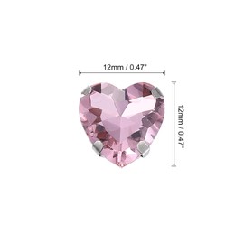 sourcing map 20Pcs Heart Sew on Rhinestone, 12x12mm Heart Crystal Glass Rhinestones Metal Flat Back Gems with Silver Prongs Setting for Crafts, DIY Jewelry, Clothes (Pink)