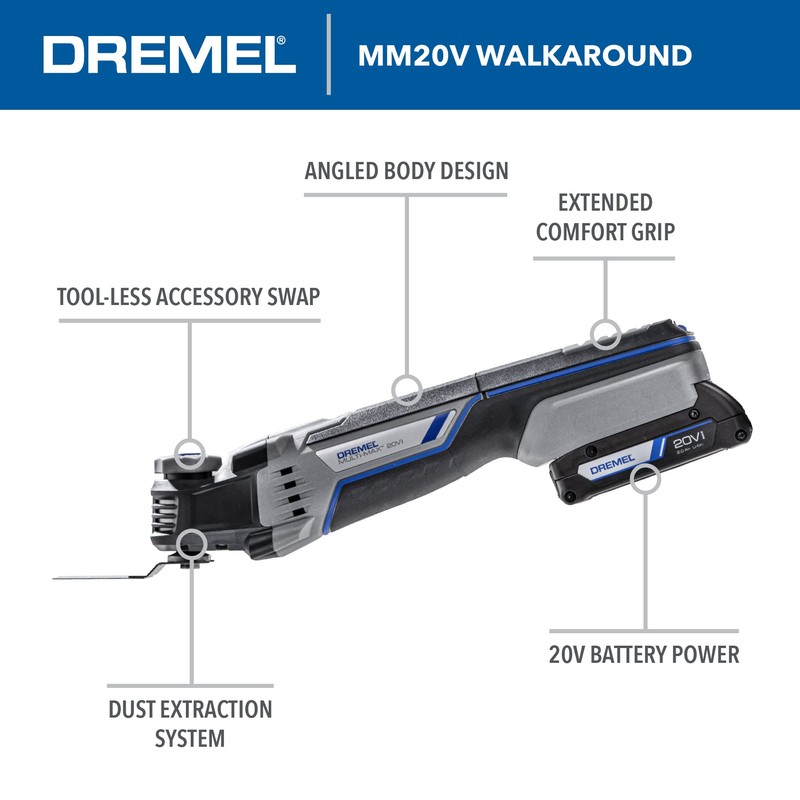 Dremel MM20V-DR-RC 20V Multi-Max Cordless Oscillating Multi-Tool Kit (Reconditioned)