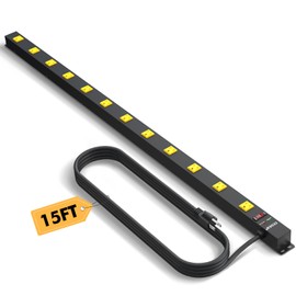 ZESEN ZESEN 12 Outlet Long Power Strip with 15ft Cord, Wide Spaced Industrial Heavy Duty Surge Protector, ETL Certified, Ideal for Workshops, Garages & Workbenches