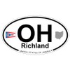 US Decal, Inc. Richland, Ohio Oval Sticker with State Flag