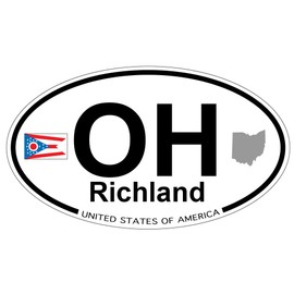 US Decal, Inc. Richland, Ohio Oval Sticker with State Flag