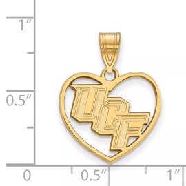 LogoArt GP Sterling Silver LogoArt University of Central Florida U-C-F Heart Pendant