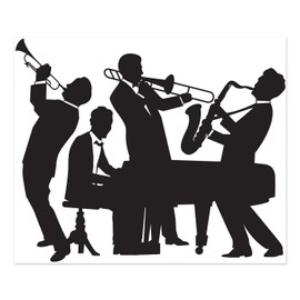 Great 20's Jazz Band Insta Mural Complete Wall Decoration Mardi Gras Music Party Supplies