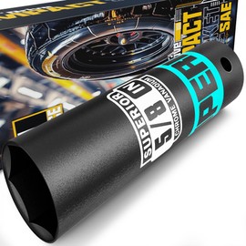 Aiourx 1/2" Drive Impact Socket, 5/8 inch Deep Socket, SAE, 6 Point, CR-V, for Car Repair, Loosen the Fastening Nut