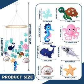 Mobile Sea Creatures, Baby Mobile, Mini Mobile Baby, Baby Bed Wind Chime with Music, Mobile Felt, Mobile Animals Baby, Mobile, Mobile Baby Boy, Bed Bell Baby Music, Mobile Colourful, Newborn Gift for
