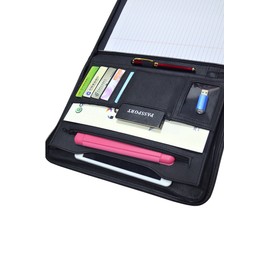 Godery Zippered Padfolio Portfolio Binder, Leather Business Portfolio, 8.5 x 11 Legal Pad, Office Supplies Organizer, Black Zippered Pocket, Planners, Resume, Briefcase for Travel and Interview