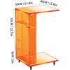 Clear Acrylic Side Table on Lockable Wheels, C Shaped End