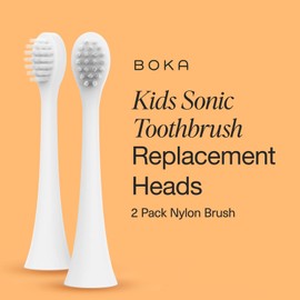 Boka Kids Sonic Electric Toothbrush - Rechargeable Sonic Powered Toothbrush - Food Grade Silicone Bristles for Deep Cleaning - Dentist Recommended Oral Care - 2pk Replacement Heads Only