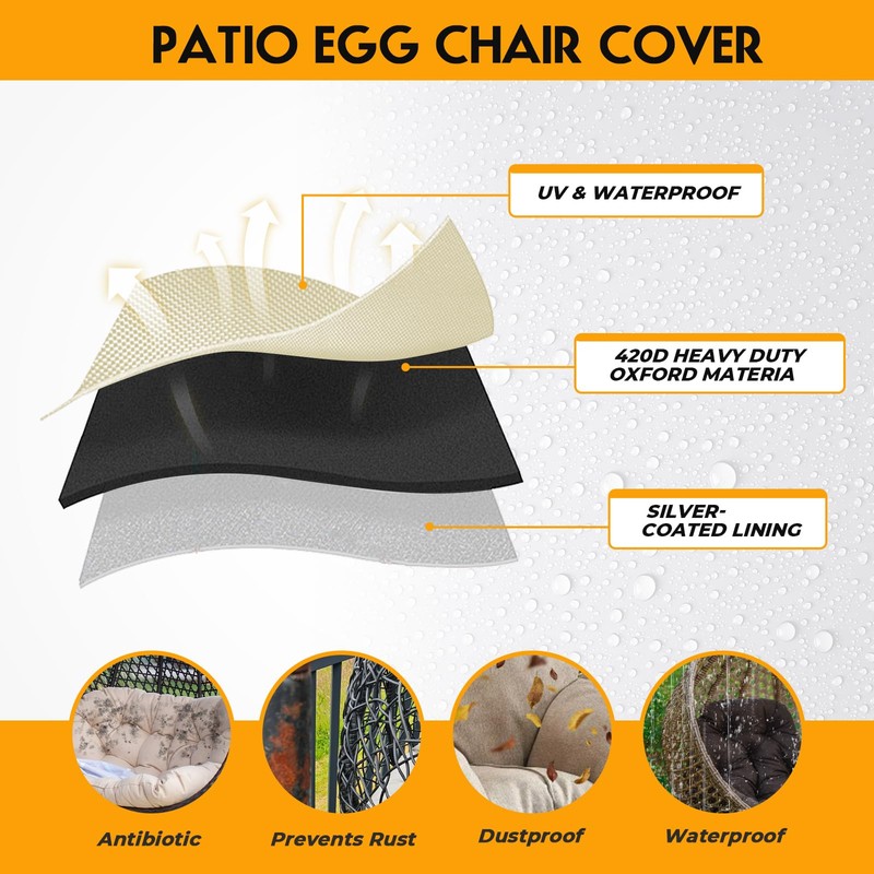 Double Egg Chair Cover Waterproof 420D Oxford Hanging Outdoor Furniture