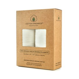 Cotton Organics Muslin Swaddle Blanket, Extra Soft and Hypoallergenic Organic Cotton, Gift Box (Natural White)