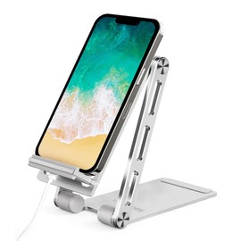 Smartphone Stand, Tablet Stand, Dual-Use, Tabletop, Weight 3.3 lbs (1.5 kg), Aluminum, Stable, Durable, Foldable, Lightweight, Compact, Angle Adjustment, Height Adjustment, Anti-Slip, Free Both Hands,