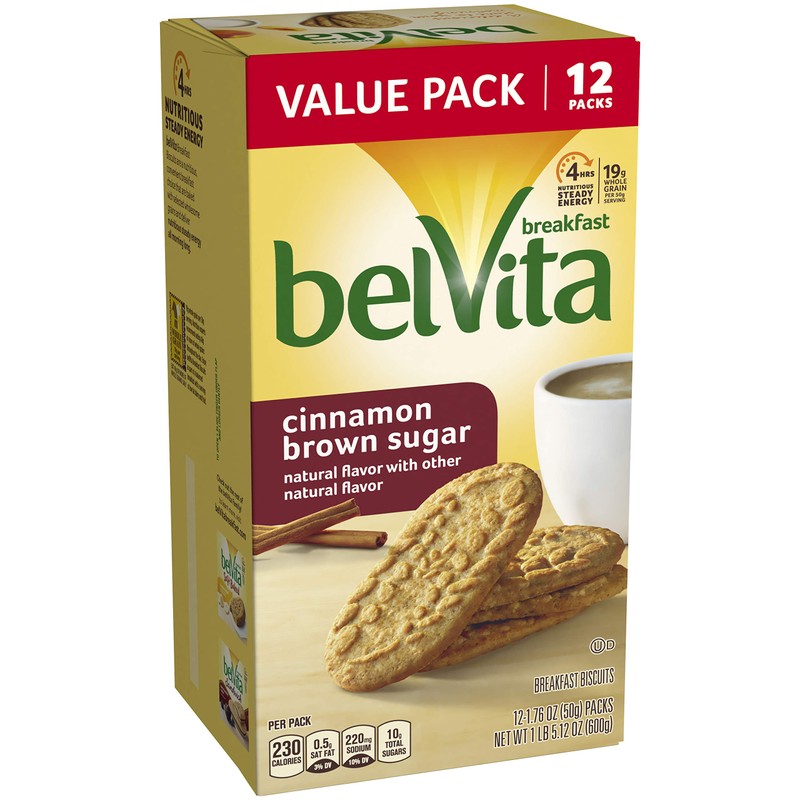 belVita Cinnamon Brown Sugar Breakfast Biscuits, 12 Packs (4 Biscuits