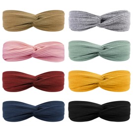 DRESHOW Pack of 8 Women's Headbands, Headbands, Hair Bands, Turban, Elastic Head Wrap, Cute Hair Accessories for Girls