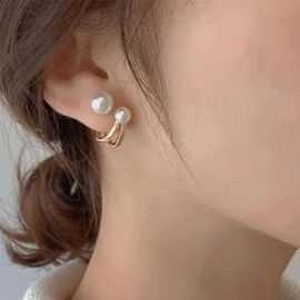 Pearl Earring for Women Gold Pearl Hoop Earrings Twisted Crystal Pearl Stud Earrings Long Tassel Dangle Earrings for Women Trendy Stuff Party Prom Wedding Jewelry Gifts