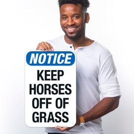 Keep Horses Off of Grass Sign, 12x18 Inches, Rust Free .063 Aluminum, Fade Resistant, Made in USA