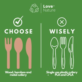 Love Nature Wooden Spoon Disposable Set - 100 x Disposable Cutlery Wood - Wooden Cutlery Disposable Small - Disposable Cutlery Made of Birch Wood - Wooden Spoon - Disposable Spoon - Small Wooden Spoon