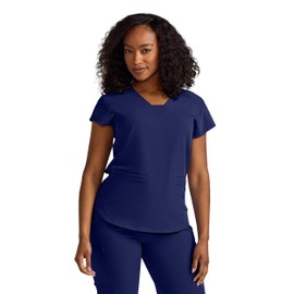ave. Monroe Women's Scrub Top, Oversized, V-Neck Collar, 4-Way Stretch Fabric, Comfort, Easy Care Women's Scrubs, Wrinkle-Resistant, for Nurses & Medical Professionals, Machine Washable (M, Navy)