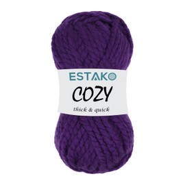 Estako Cozy Thick & Quick Yarn 20% Wool 80% Acrylic Soft Super Bulky Weight #6 Knitting and Crocheting Yarn 3.52 oz (100gr) 65 yds (60 m) (50662-Purple)