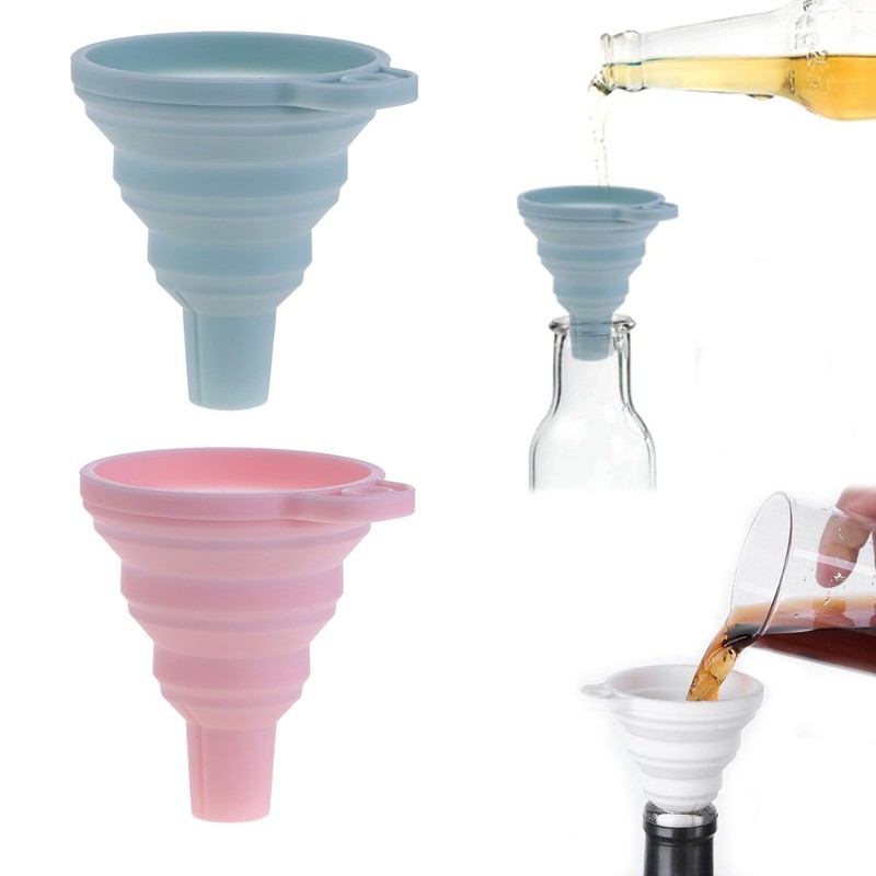 AKOAK Portable Mini Silicone Foldable Funnel, Flexible Silicone Transfer Tools