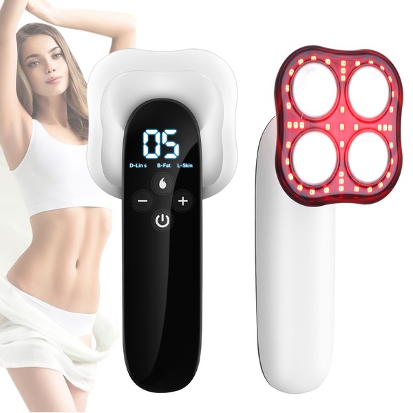 Yofuly 3 in 1 Cellulite Remover Massager Handheld RF Ultrasonic EMS Body Massage with Red LED for Arm Waist Leg Hip and Belly