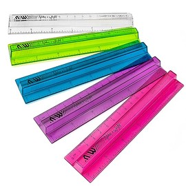 Ashton and Wright - 6 Inch / 15cm Raised Rulers - Shatter Resistant (Pack of 50, Transparent Mixed)