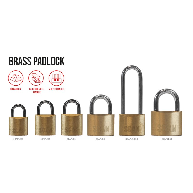 SCAN SCAPLB25 Brass Padlock