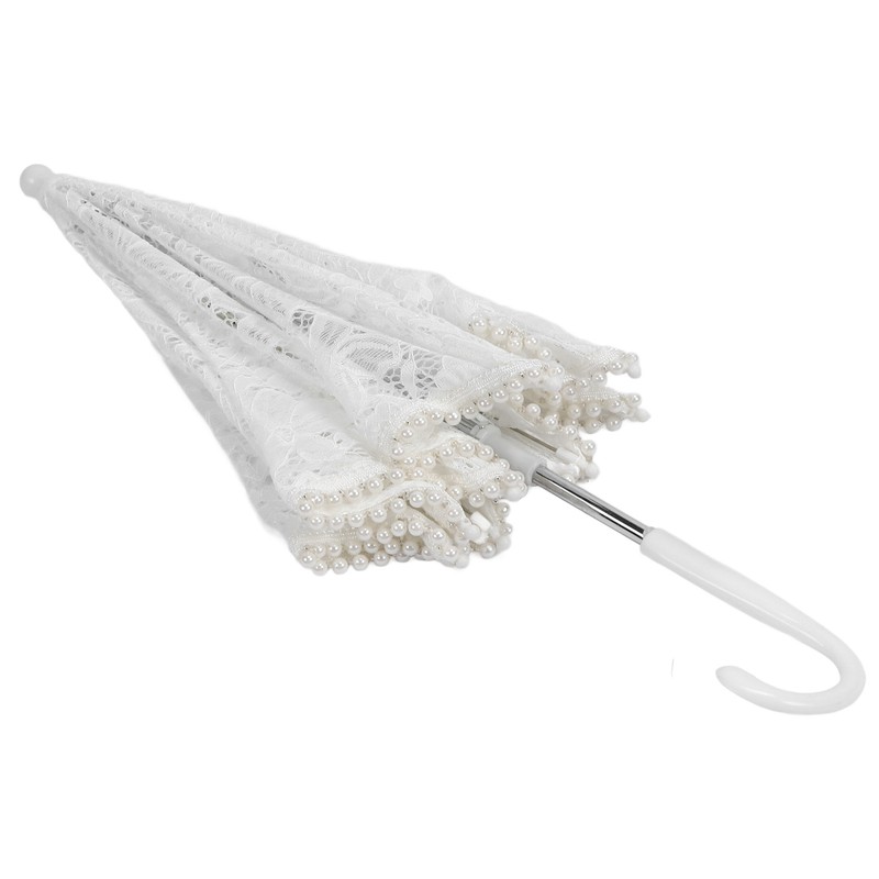 Lace Wedding Umbrella Romantic Embroidery Flower Bridal Umbrella Ergonomic Handle